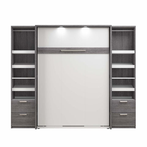 Full Murphy Bed and 2 Narrow Closet Organizers with Drawers (99W)