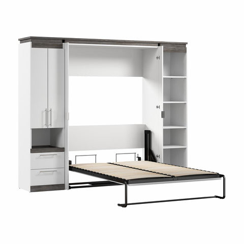 Full Murphy Bed with Storage Cabinet and Shelves (100W)