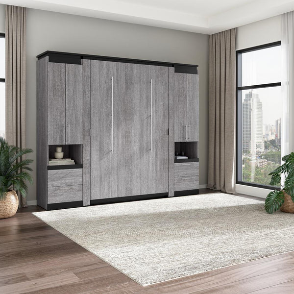Full Murphy Bed with Storage Cabinets and Pull-Out Shelves (100W)