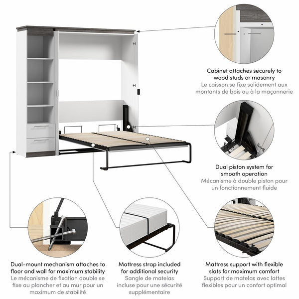 Full Murphy Bed with Shelves and Drawers (81W)