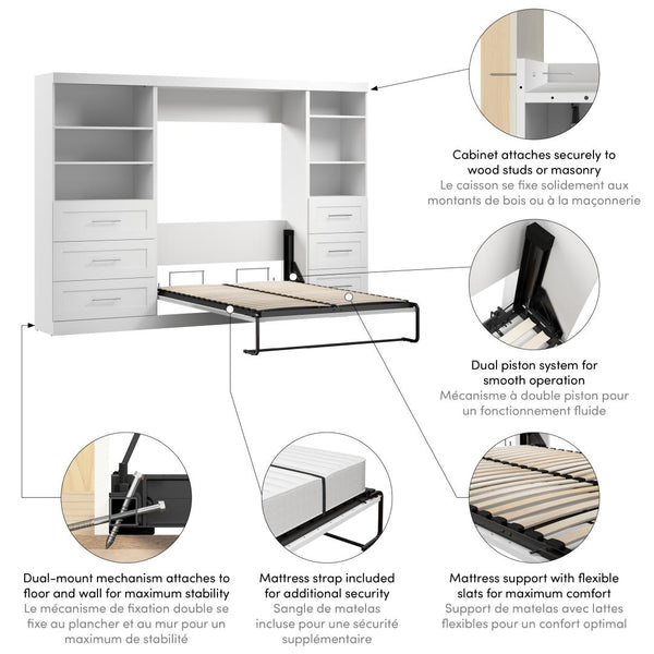 Full Murphy Bed and 2 Shelving Units with Drawers (120W)