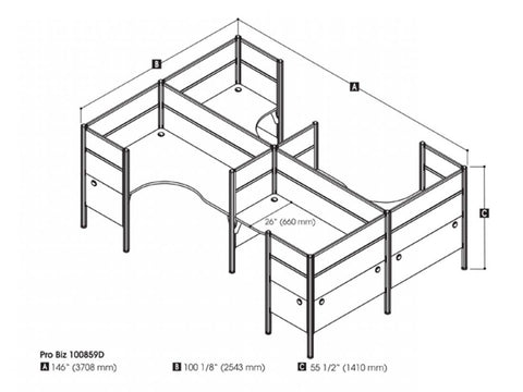 4-Person Closed Office Cubicles with High Privacy Panels