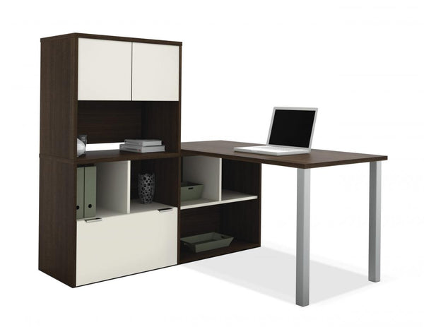 L-Shaped desk with hutch