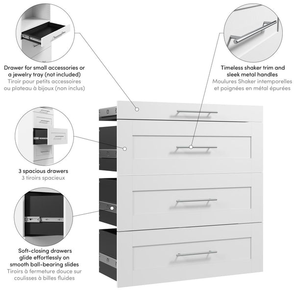 Modular Drawers (4) Set, Shaker Style, 36W x 16D