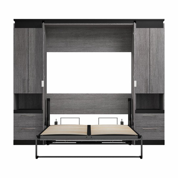 Full Murphy Bed with Storage Cabinets and Pull-Out Shelves (100W)