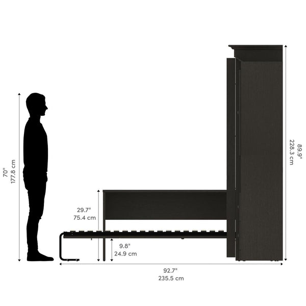 Queen Murphy Bed and 1 Storage Unit with Mobile Nightstand and Desk (118”)
