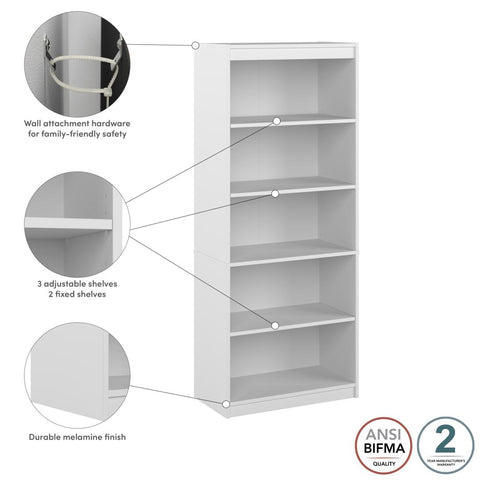 Standard 5 Shelf Bookcase