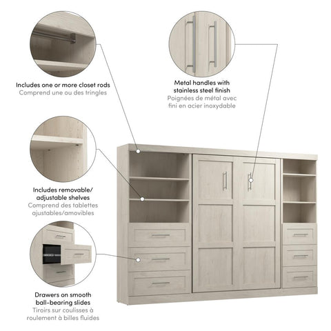 Full Murphy Bed and 2 Shelving Units with Drawers (120W)