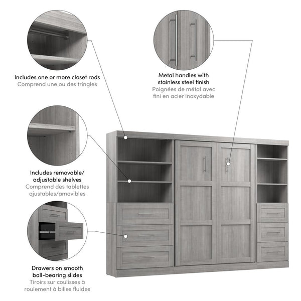 Full Murphy Bed and 2 Shelving Units with Drawers (120W)