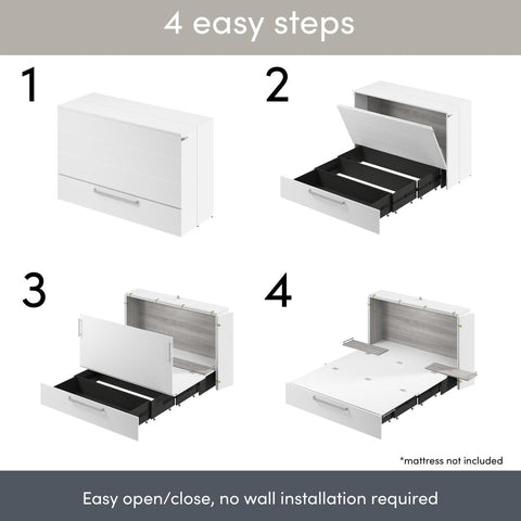 63W Queen Murphy Cabinet Bed with Pullout Drawer