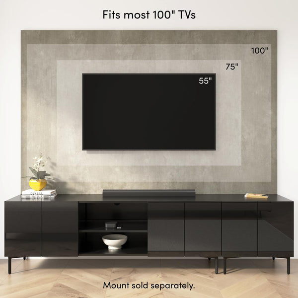 141W Modular Entertainment Center with TV Stand, Storage Cabinet, Tall Storage Cabinets, and Large Wall Panel