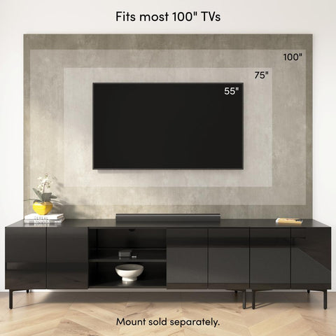 141W Modular Entertainment Center with TV Stand, Storage Cabinet, Tall Storage Cabinets, and Large Wall Panel