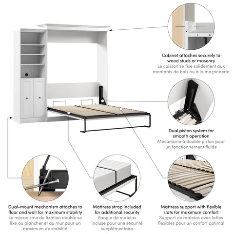 Queen Murphy Bed and Closet Organizer with Doors (92W)