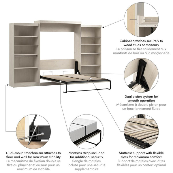 Queen Murphy Bed with 2 Shelving Units (137W)