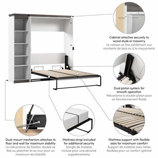 Full Murphy Bed with Shelves (81W)