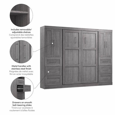 Full Murphy Bed with Closet Storage Cabinets (109W)