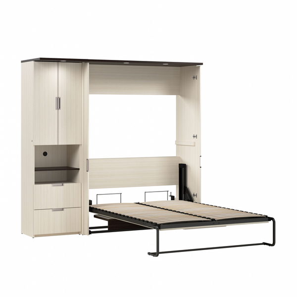 84W Full Murphy Bed with Desk and Storage Cabinet