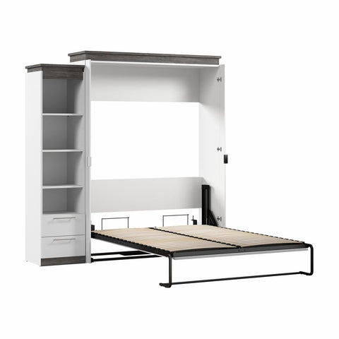 Queen Murphy Bed with Shelves and Drawers (87W)