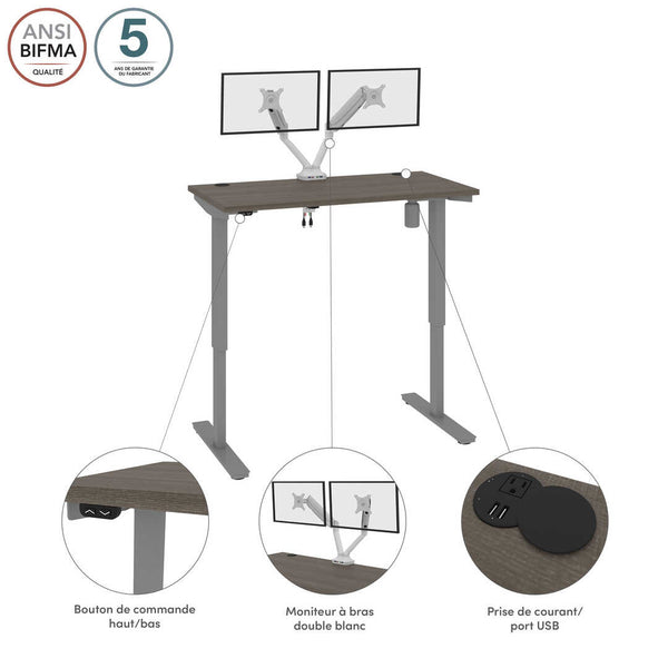 48W x 24D Standing Desk with Dual Monitor Arm