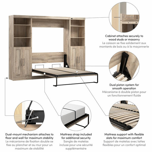 Full Murphy Bed with Closet Storage Organizers (109W)