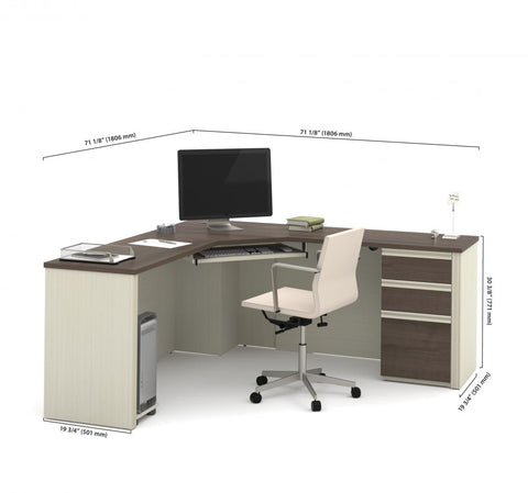 72W Corner Desk with Pedestal