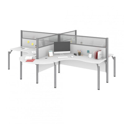 4-Person Office Cubicles with Rounded Corners and High Privacy Panels