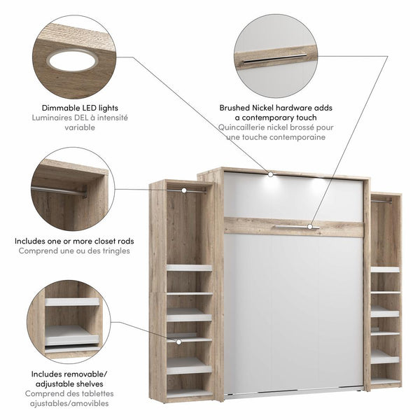 Queen Murphy Bed with 2 Narrow Closet Organizers (105W)