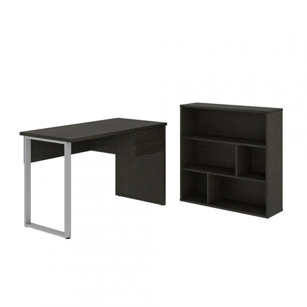 48W Table Desk with U-Shaped Metal Leg and Asymmetrical Shelving Unit