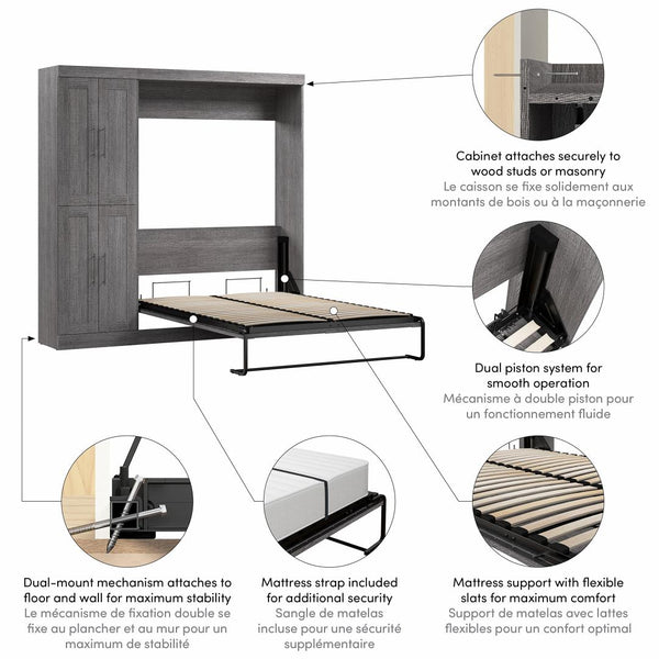 Full Murphy Bed with Closet Organizer (84W)