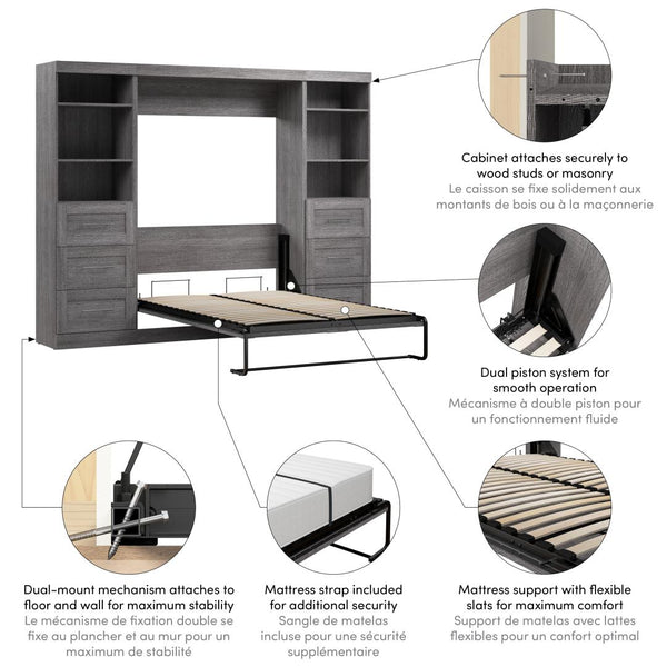 Full Murphy Bed and 2 Shelving Units with Drawers (109W)
