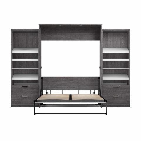 Queen Murphy Bed with 2 Closet Organizers with Drawers (125W)