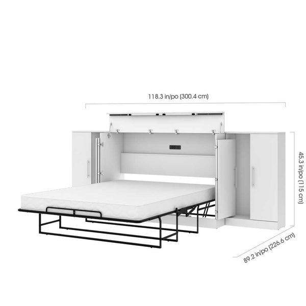 3-Piece Set Including One Queen Cabinet Bed with Mattress and Two 26″ Storage Units