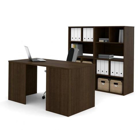 60W Computer Desk with Shelving Units