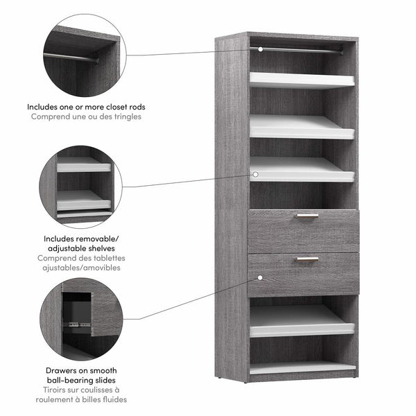 30W Closet Organizer with Drawers