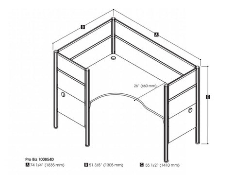 Closed Left L-Shaped Single Office Cubicle with High Privacy Panels