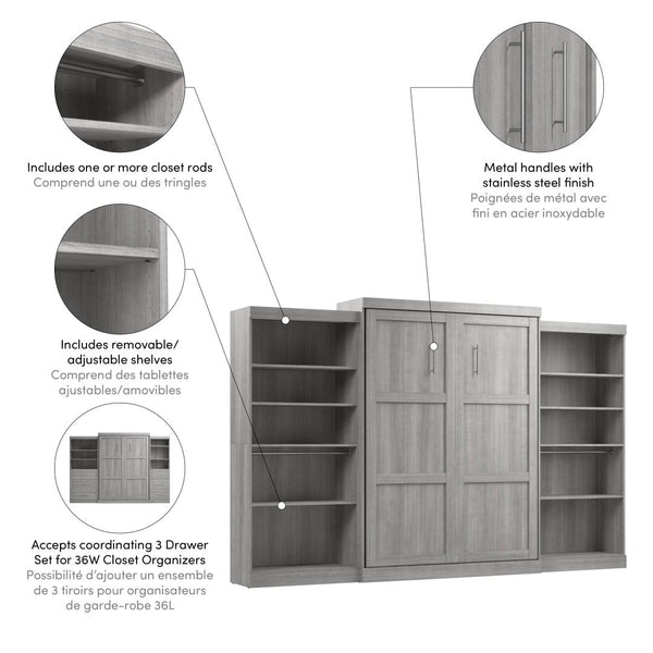 Queen Murphy Bed with 2 Shelving Units (137W)