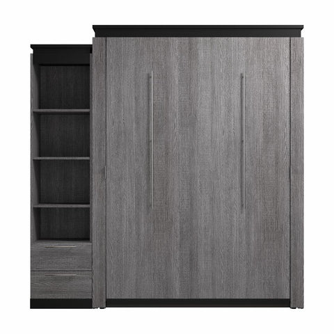 Queen Murphy Bed with Shelves and Drawers (87W)