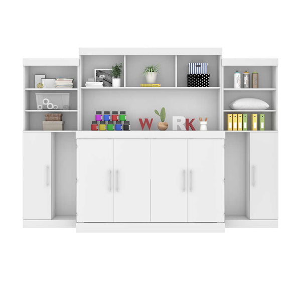 6-Piece Set Including One Queen Cabinet Bed with Mattress and Assorted Storage Units