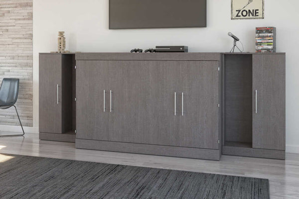 3-Piece Set Including One Queen Cabinet Bed with Mattress and Two 26″ Storage Units