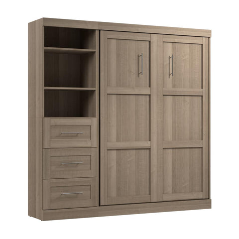 Full Murphy Bed and Shelving Unit with Drawers (84W)