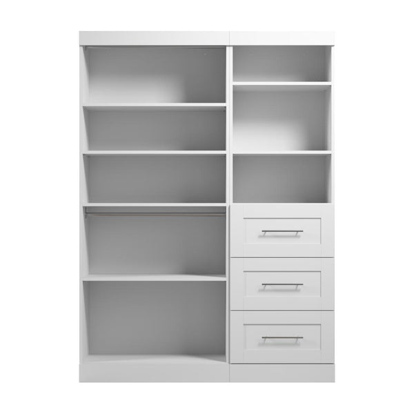 Contemporary Closet System with Shelves, Drawers & Clothing Rods, 61W x 19D