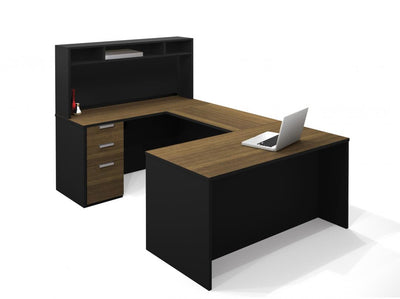 U-Shaped Executive Desk with Small Hutch