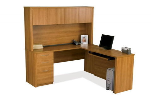 L-Shaped Desk with Pedestal and Hutch