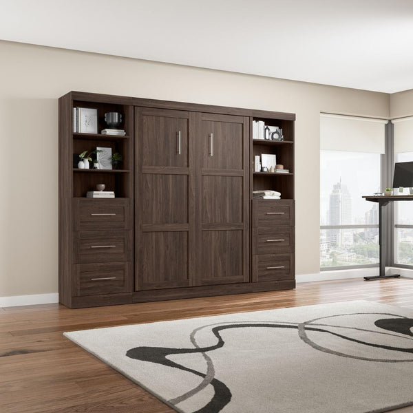 Full Murphy Bed and 2 Shelving Units with Drawers (109W)