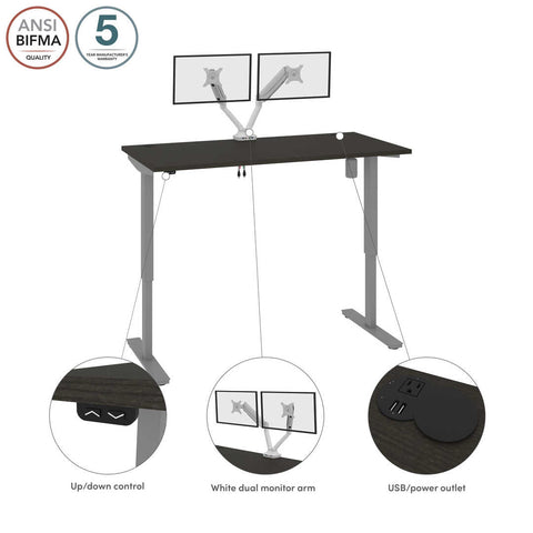 60W x 30D Standing Desk with Dual Monitor Arm