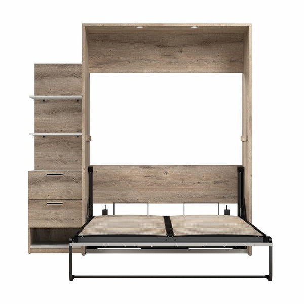 Full Murphy Bed with Nightstand and Floating Shelves (79W)