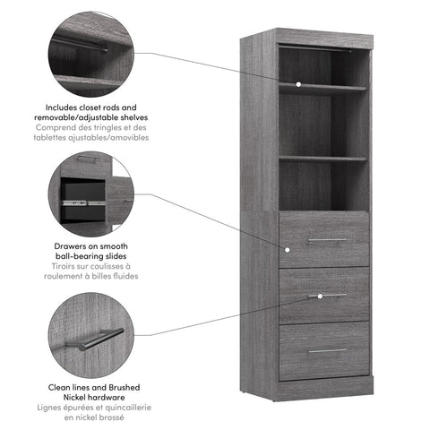 25W Closet Organizer with Drawers