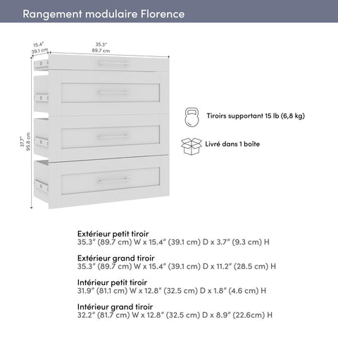 Modular Drawers (4) Set, Shaker Style, 36W x 16D