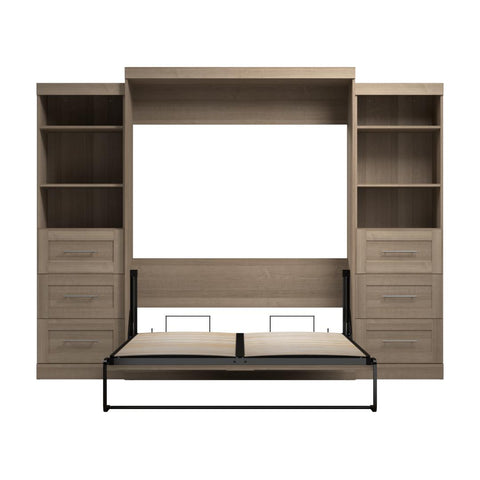 Queen Murphy Bed and 2 Shelving Units with Drawers (115W)