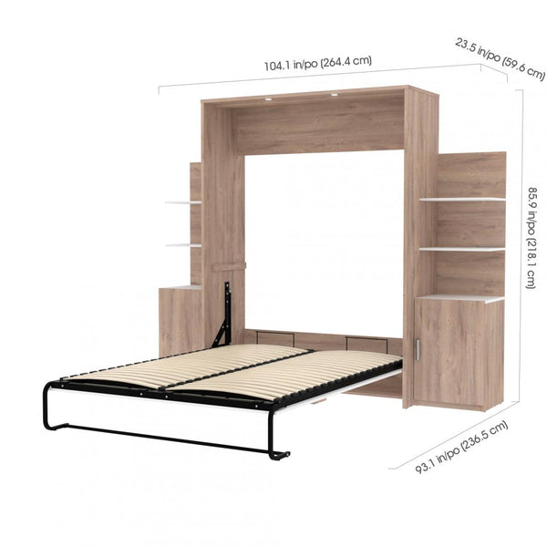 Queen Murphy Bed with Floating Shelves (104W)